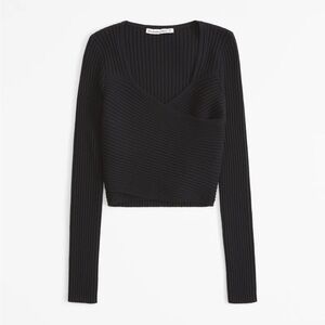 ABERCROMBIE Black Ribbed Knit Sweater